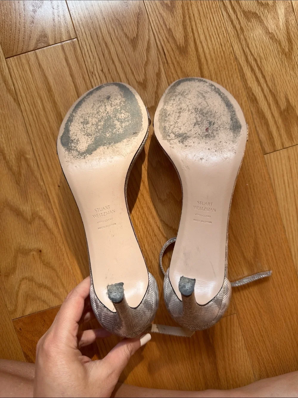 Stuart Weitzman Silver Metallic Nudist sandals